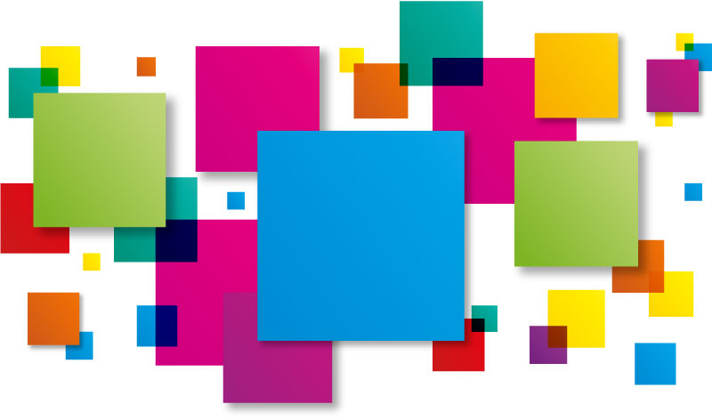 image qui représente des carrés de toutes les couleurs et de taille différente